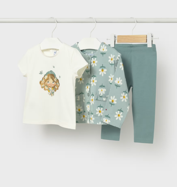 Mayoral 3-Piece Set Leggings, T-Shirt & Jacket Style 1749 - Mint